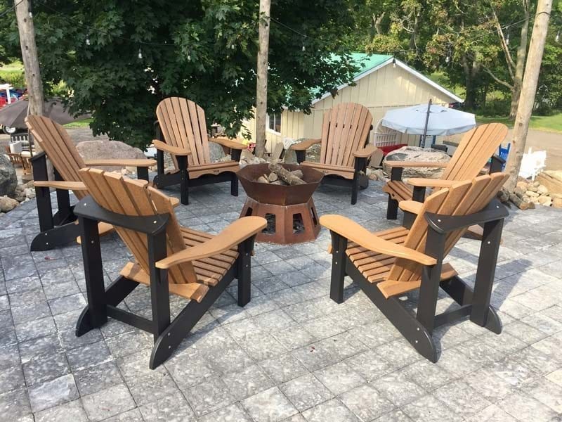 cottage chairs surrounding fireplace